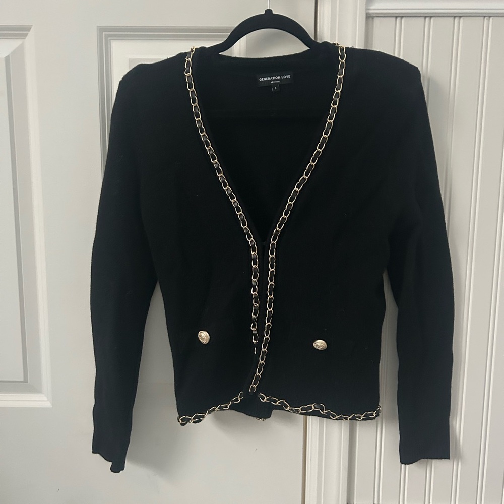 GENERATION LOVE black cardigan with gold hardware size S